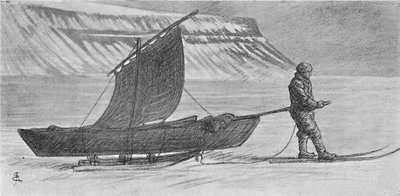Una vela con trineos. Al sur del Cabo Richthofen. 6 de junio, 1896, 1897 de August Eiebakke