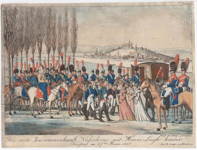 Napoleón presentando a la emperatriz Marie-Luise a su familia fuera del pabellón cerca de Soissons de August Friedrich Andreas Campe