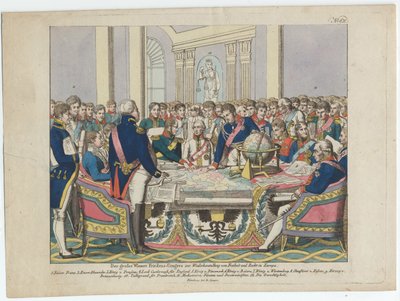 El Congreso de Viena (grabado coloreado a mano) de August Friedrich Andreas Campe