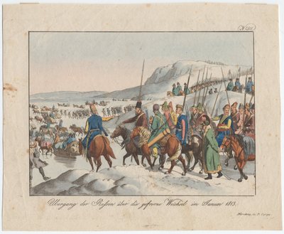El ejército ruso cruza el Vístula en enero de 1813, c. 1815 de August Friedrich Andreas Campe