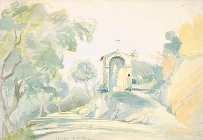 Una capilla al borde del camino cerca de Tívoli de August Georg Friedrich Lucas