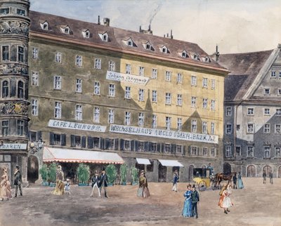 El antiguo lugar del incendio en Stephansplatz en Viena con el Café L