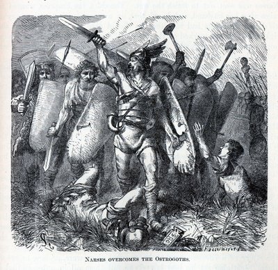 Narsés vence a los ostrogodos, 1882 de August Heinrich Ferdinand Tegetmeyer