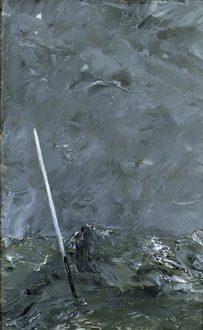 Mar tormentoso con boya sin marca superior de August Johan Strindberg