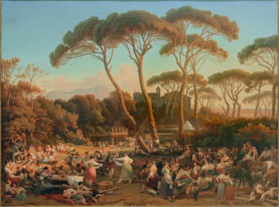 Fiesta popular romana en el parque de la Villa Borghese de August Lucas