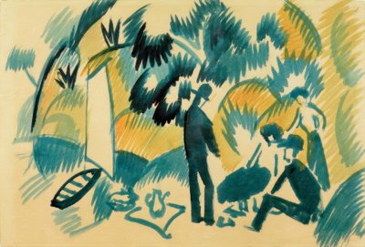 En el lago Thun, picnic después de navegar de August Macke