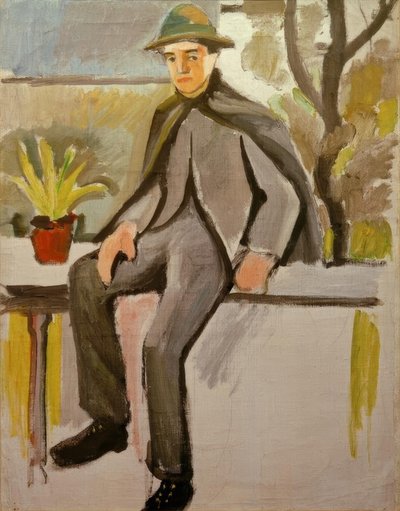 Joven campesino en el balcón de August Macke