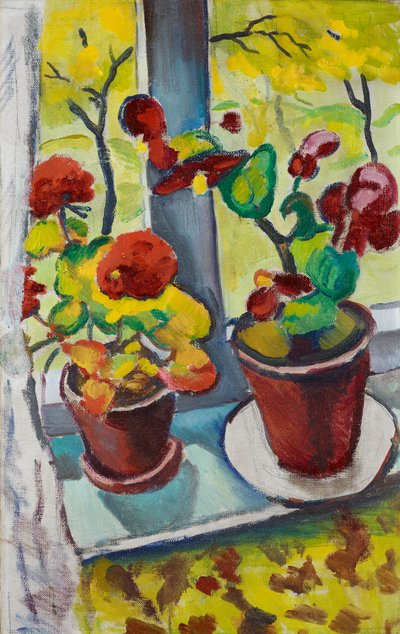 Flores en la ventana - Begonias en macetas I de August Macke