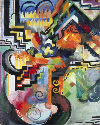 Composición coloreada Homenaje a Bach, 1912 de August Macke