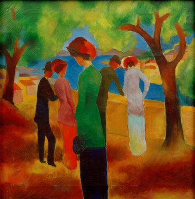 Dama con chaqueta verde de August Macke