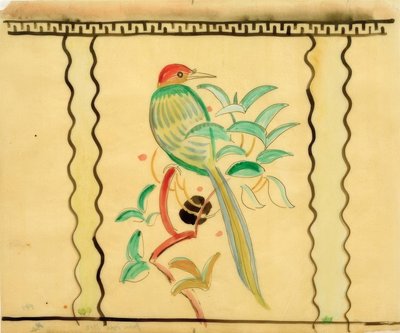 Pájaro verde (diseño de jarrón) de August Macke