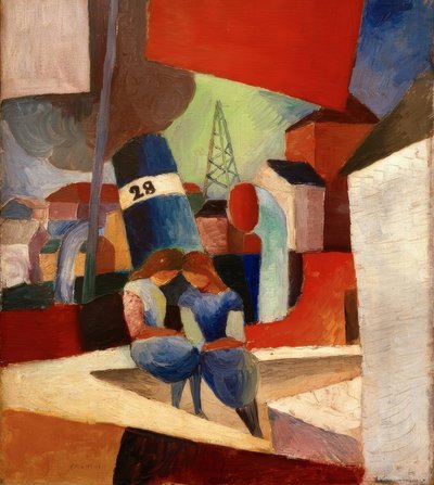 Imagen del puerto con niños en la pared: Puerto de Duisburgo de August Macke