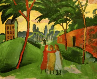 Paisaje con tres chicas de August Macke