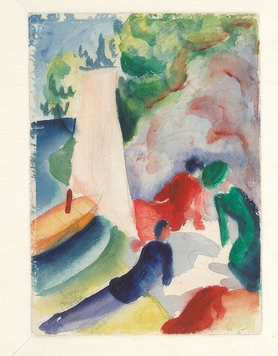 Picnic en la playa (Picnic después de navegar) de August Macke