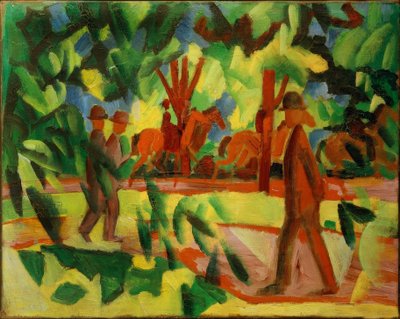 Jinetes y paseantes en la avenida de August Macke