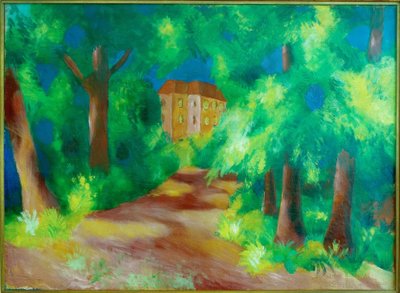Casa roja en el parque de August Macke