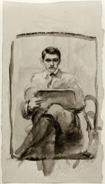 Autorretrato, dibujando de August Macke