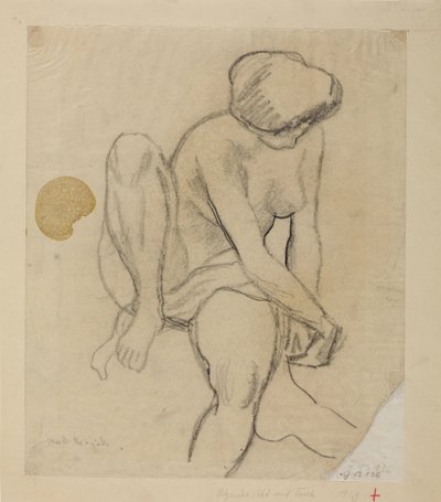 Desnudo femenino sentado con tela de August Macke