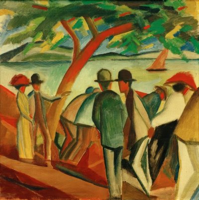 Paseantes junto al lago de August Macke