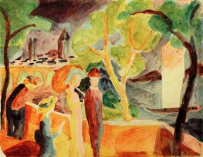 Paseantes junto al lago de August Macke