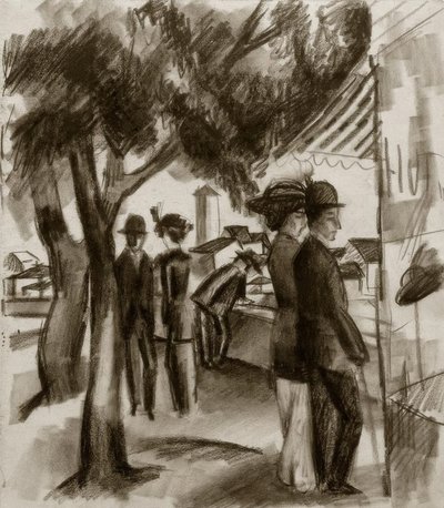 Paseantes bajo los árboles de August Macke