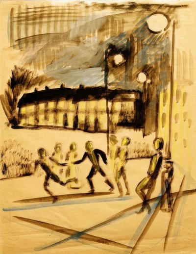 Niños jugando al atardecer de August Macke