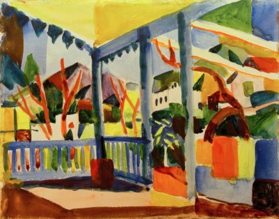 Terraza de la casa de campo en St. Germain de August Macke