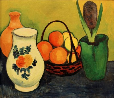 Jarra blanca con frutas azules de August Macke