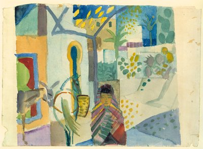 Niña con caballo y burro, 1914 de August Macke