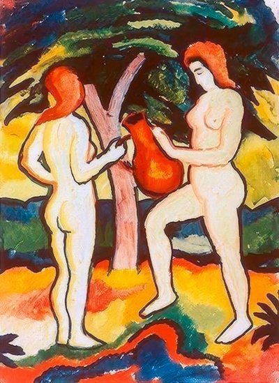 Dos desnudos con jarra de August Macke