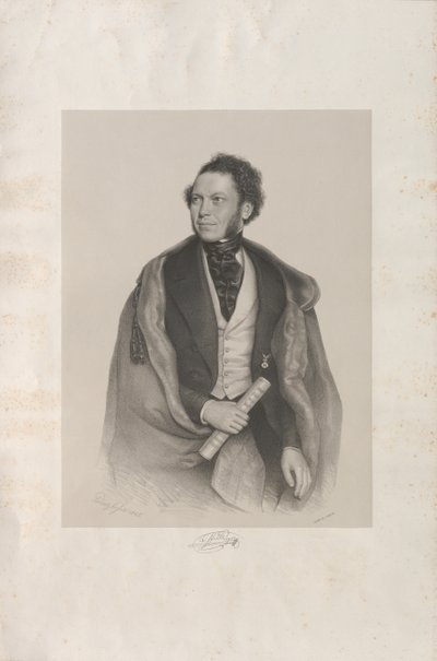 Retrato del compositor y director Gottfried von Preyer 1807-1901, 1845 de August Prinzhofer
