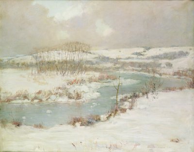 Un arroyo en invierno (óleo sobre lienzo) de August Vincent Tack