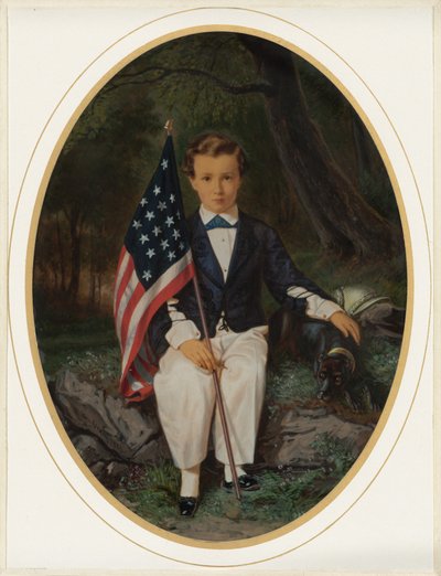 Retrato de un niño con una bandera,1859 (foto) de August Wenderoth