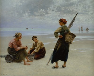 Recolectoras de mejillones, Bretaña (óleo sobre lienzo) de August Wilhelm Nikolaus Hagborg