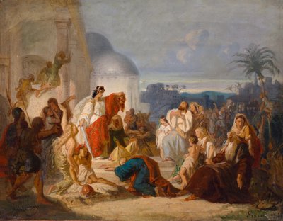 Alemán: Judith muestra a los betulianos la cabeza cortada de Holofernes de August von Heckel