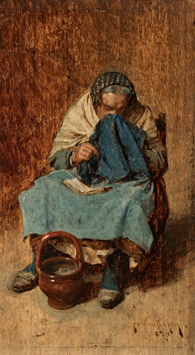 Vieja veneciana sonándose la nariz de August von Pettenkofen