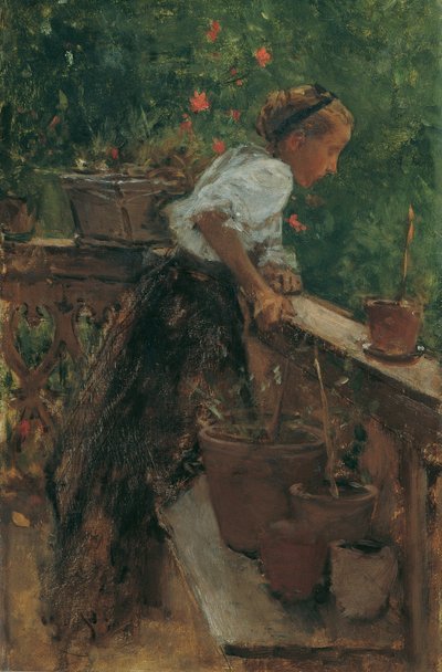 Campesina en el balcón de August von Pettenkofen