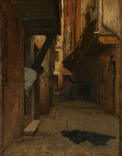 Pelea callejera en un callejón veneciano de August von Pettenkofen