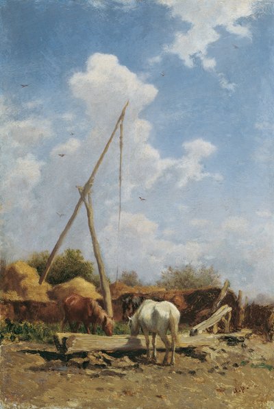 abrevadero húngaro para caballos de August von Pettenkofen