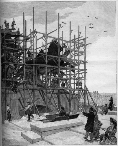 Arco de Triunfo de París: estado actual de las obras de construcción de la escultura de Alexandre Falguière (1831-1900) o "Triomphe de la République" de Auguste (after) Gerardin