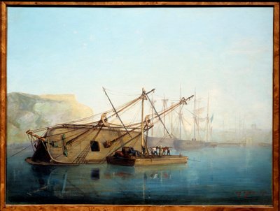 Un velero con carenaje Acuarela de Auguste Aiguier (1819-1865) de Auguste Aiguier