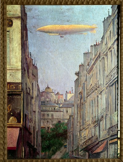 El dirigible república sobre París en 1909. Pintura de Auguste Alexandre Hirsch (1833-1912) 1909. Colección privada de Auguste Alexandre Hirsch