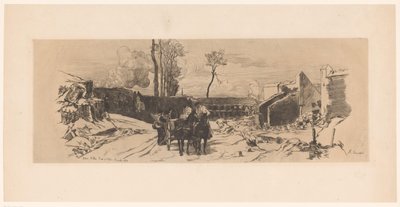 Soldados en un carro tirado por caballos durante la guerra franco-prusiana Baterie Millau, Route d