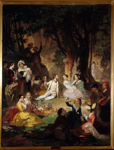 Escena de picnic en la sociedad burguesa de Auguste Barthelemy Glaize