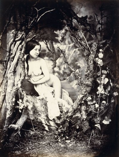 Una mujer semi-desnuda entre árboles, c.1850s-1860s de Auguste Belloc