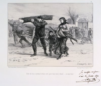 Recogiendo leña, Sitio de París, Guerra Franco-Prusiana, 1870-1871 de Auguste Bry