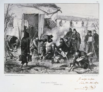 Puesto de guardia avanzada francesa en Créteil, Sitio de París, Guerra Franco-Prusiana, diciembre 1870 de Auguste Bry