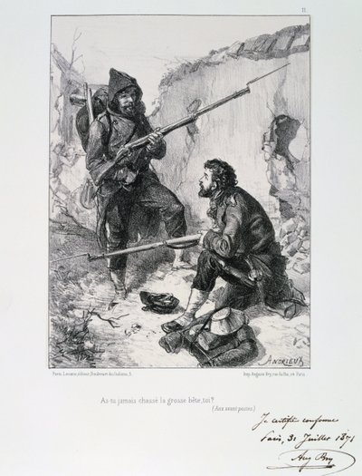 En las trincheras, Sitio de París, Guerra Franco-Prusiana, 1870-1871 1871 de Auguste Bry