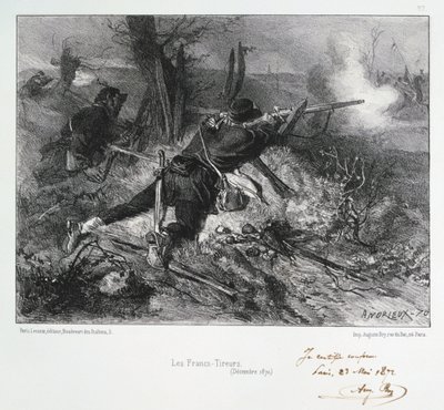 Les Francs-Tireurs, Sitio de París, Guerra Franco-Prusiana, diciembre de 1870 1872 de Auguste Bry