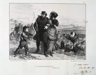 Los pequeños vendedores de obuses, Sitio de París, Guerra Franco-Prusiana, enero de 1871 de Auguste Bry